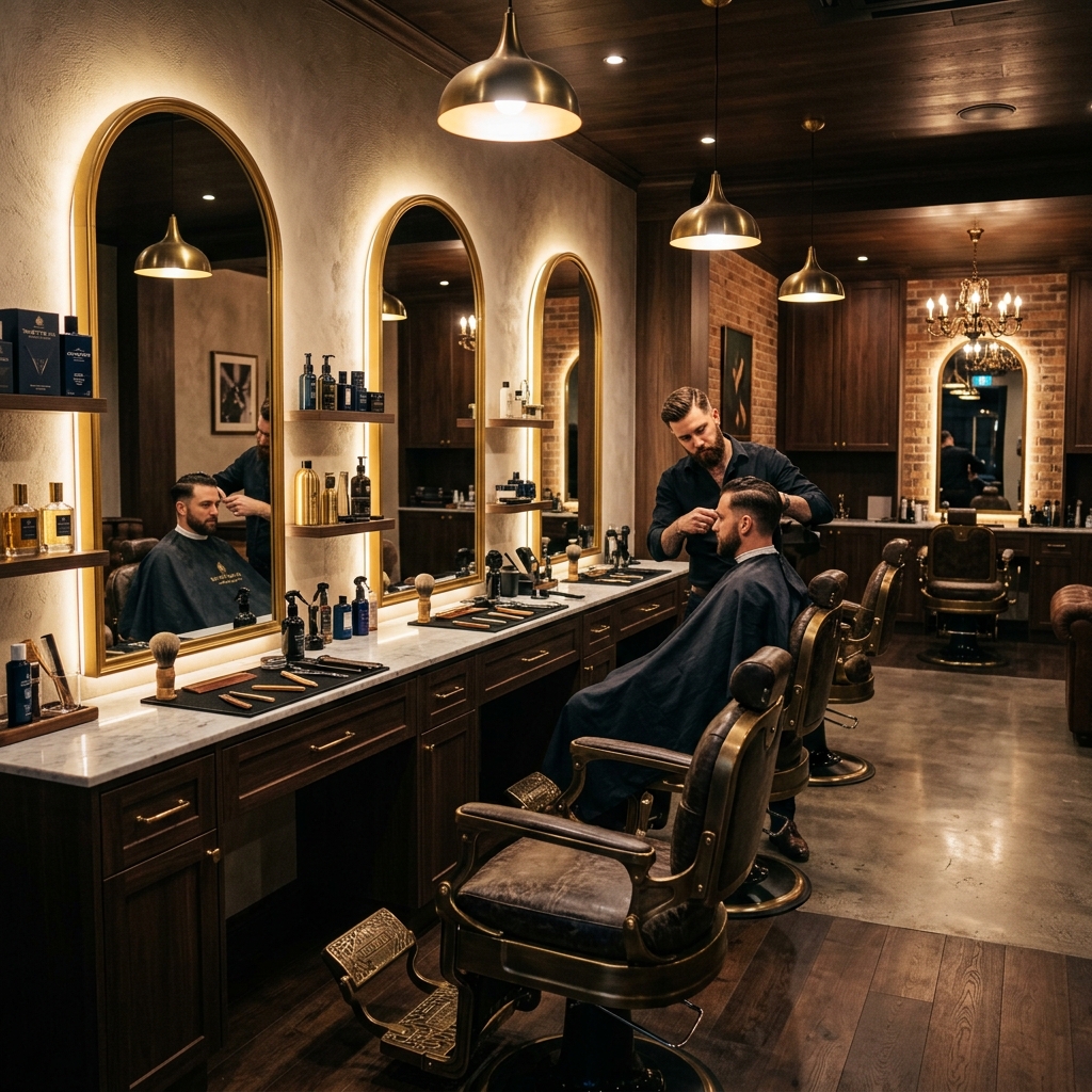 Interior de la barbería